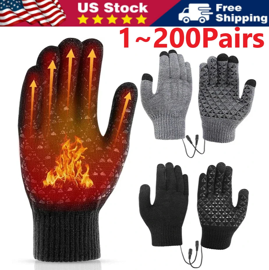 Heated Gloves for Winter - Electric Rechargeable Battery, Windproof, Thermal