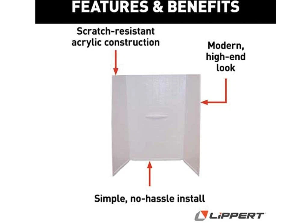Bath/Shower Surround for Lippert (24"D x 36"W x 62"H) White