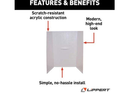 Bath/Shower Surround for Lippert (24"D x 36"W x 62"H) White