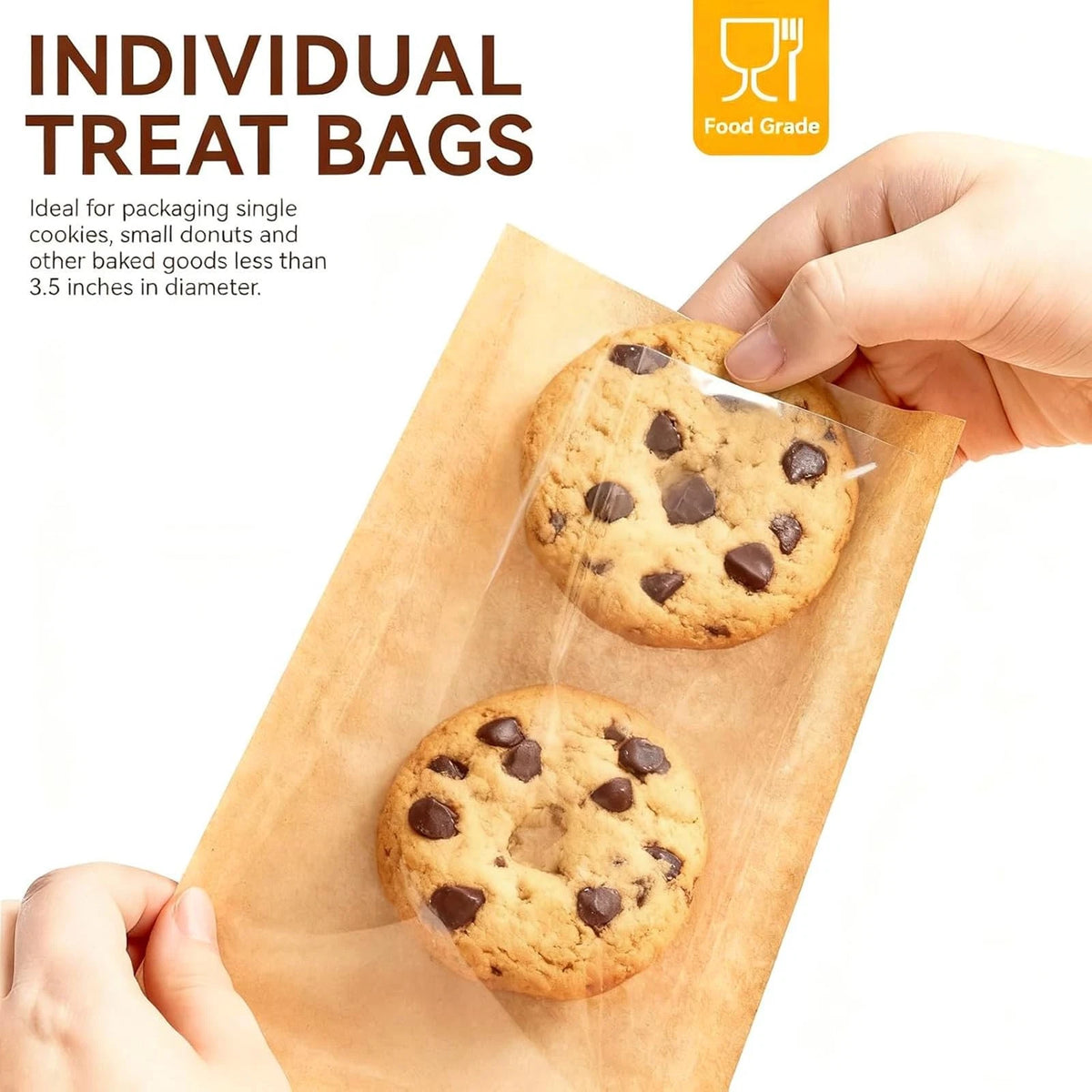 100 Pack Cookie Bags 5.1 x 7.5 Inch Brown