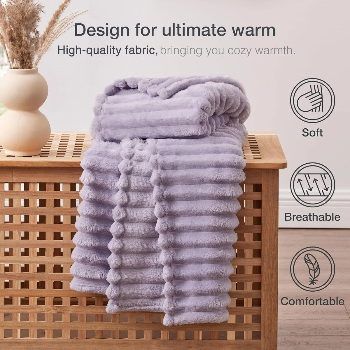 3D Stripe Jacquard Throw Blanket for Couch or Bed