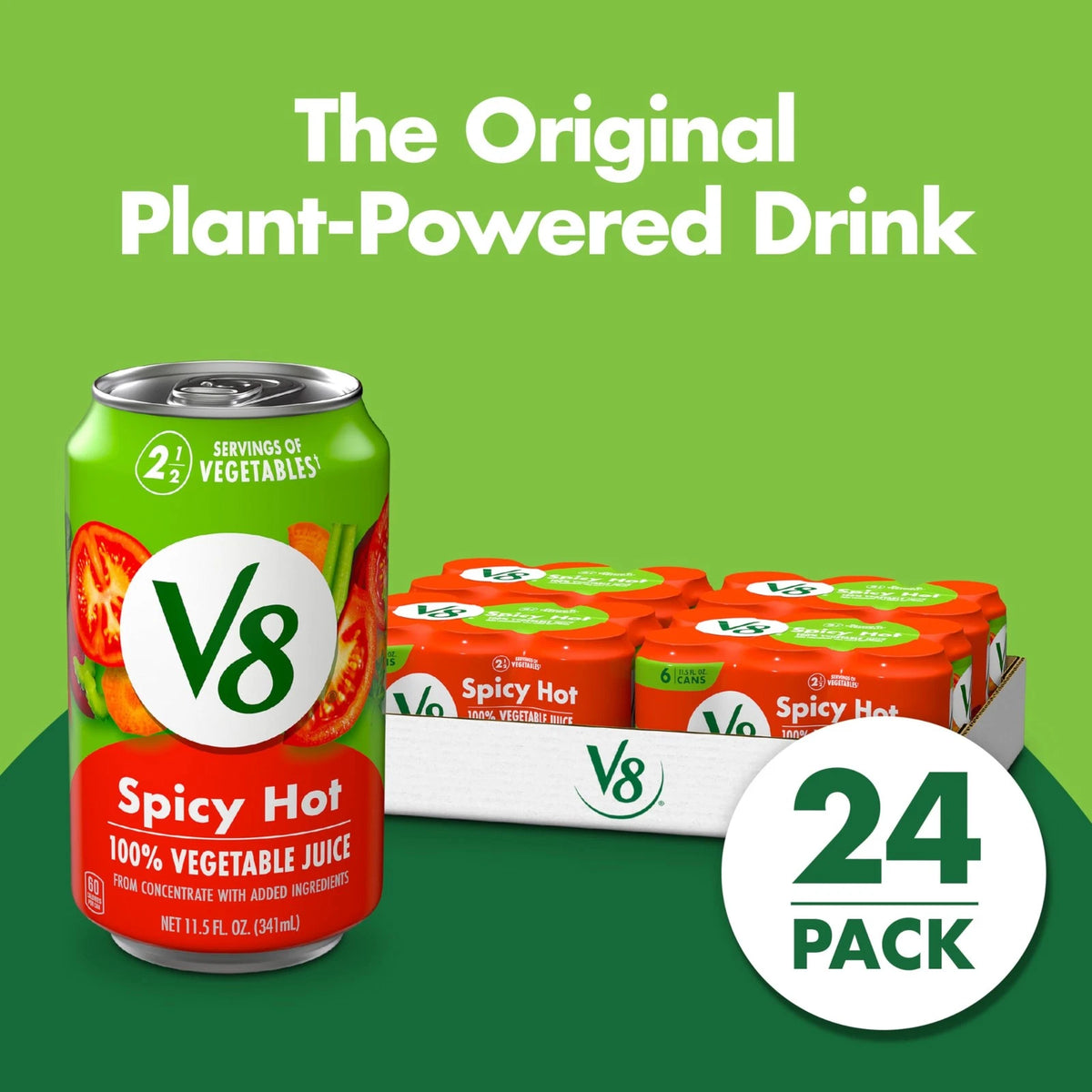Set of 4 V8 Spicy Hot Vegetable Juice 11.5 fl oz Cans