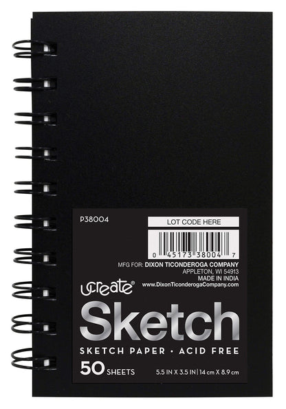 Set of 6 Mini Poly Cover Sketch Books 5.5" x 3.5" 50 Sheets