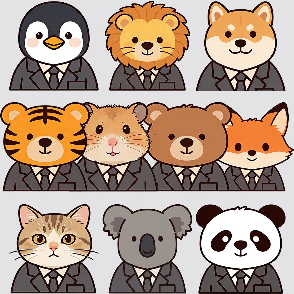 Animals in Suits Stickers for Customizable Window Refrigerator