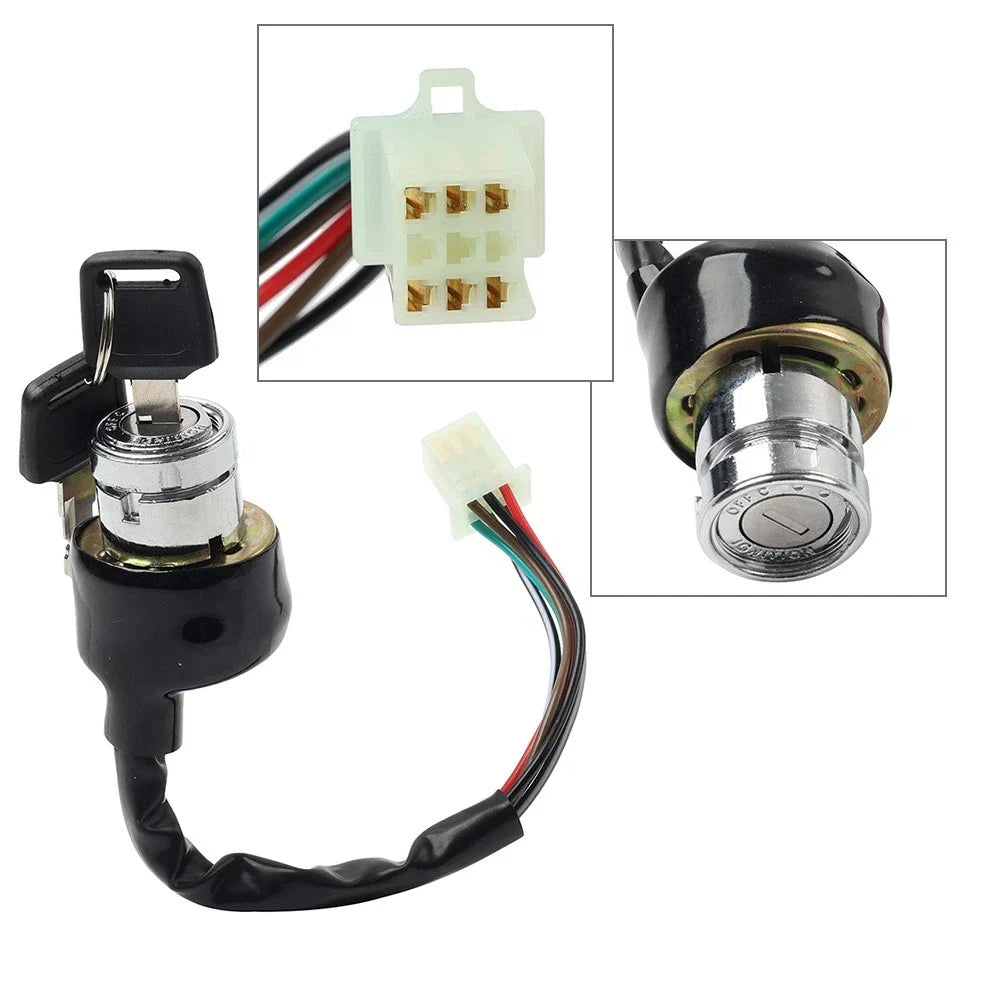 6 Pin Ignition Barrel Switch + 2 Keys for Motorcycle Scooter Quad Dirt Bike