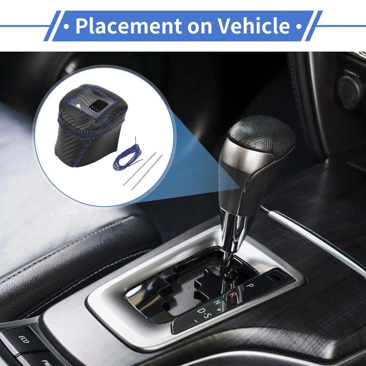 Gear Shift Knob Cover for Nissan Rogue (2021–2024) Black Carbon Fiber Blue