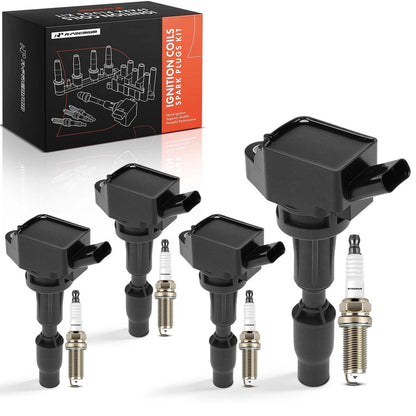 Set of 4 Ignition Coils & 4 Iridium Spark Plugs for Hyundai Sonata (2015–2019) - 273002GGA0, GN10730, UF-764, 93175