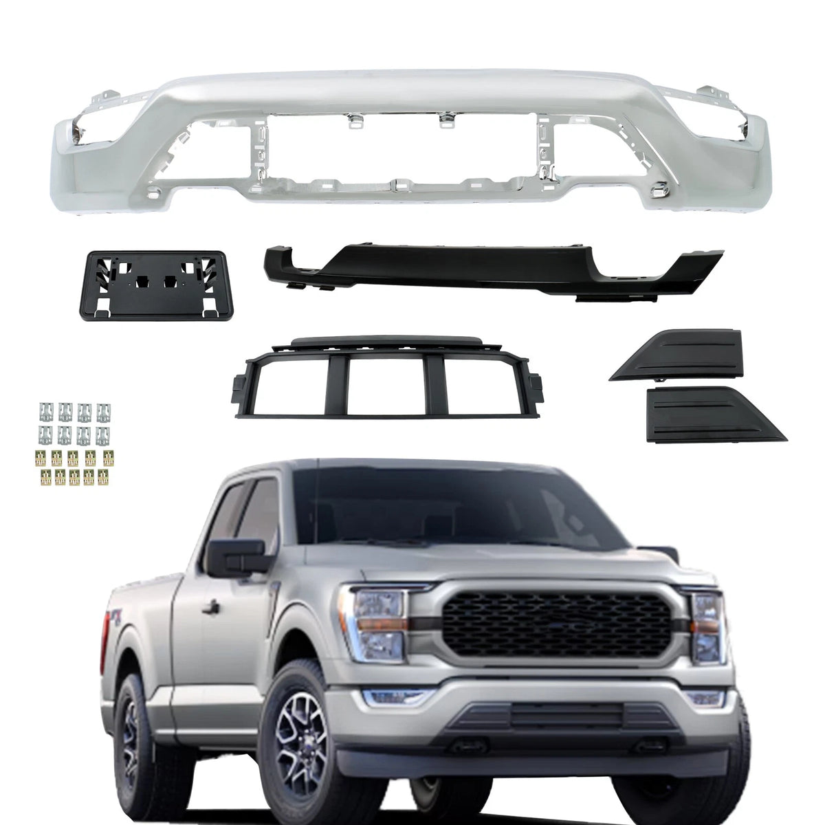 Set of 6 Front Bumper Face Bars for Ford F-150 (2021–2023) BCK89045K