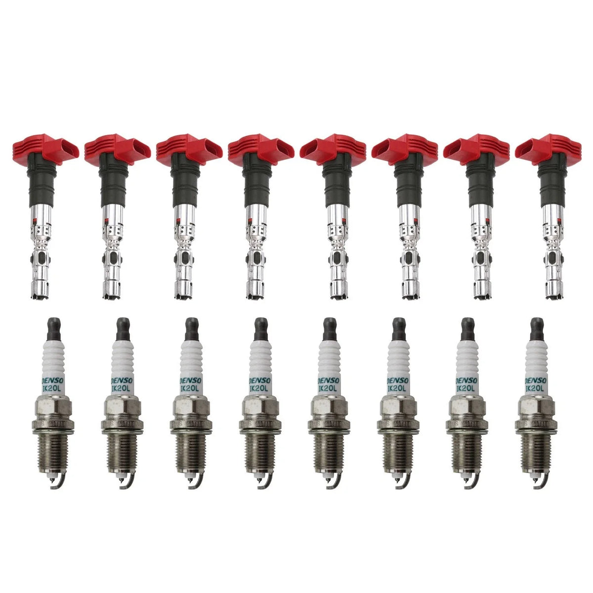 Set of 8 Ignition Coils & Denso Iridium Spark Plugs for Volkswagen Audi (4.2L)