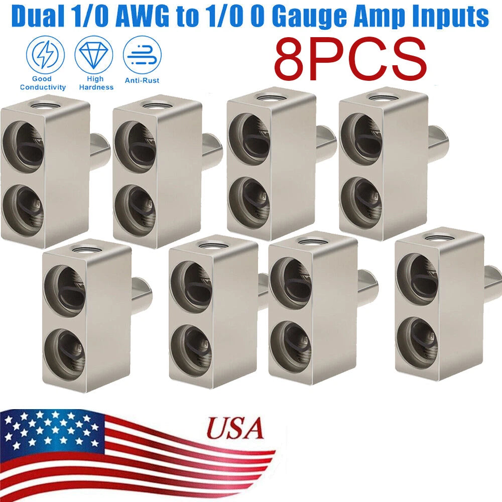 8X Dual 1/0 Gauge Power/Ground Offset Amp Input Reducers