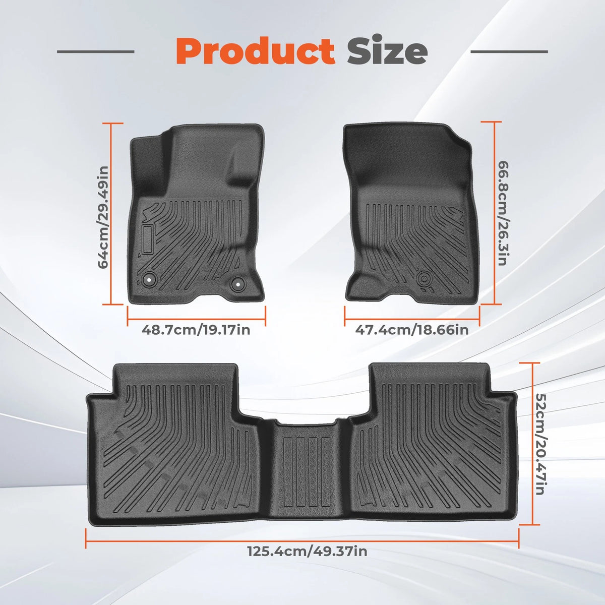 3D Black Floor Mats for Ford Escape Hybrid (2020–2026) BCK50501K