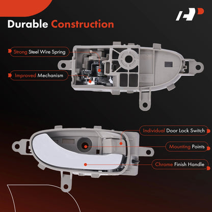 Right Chrome & Gray Interior Door Handle for Nissan Leaf (2011–2023) 80670-3NA0A, 80670-3NF0A, 93662