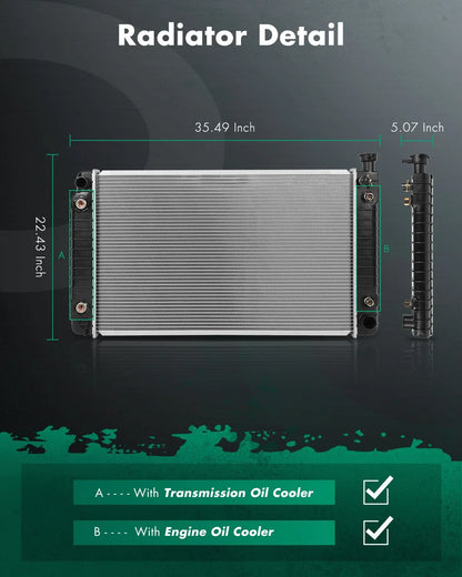 622 Radiator for Chevrolet C1500 (1988–1994) GMC P3500 (1996–1997)