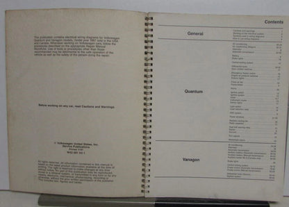 Electrical Wiring Diagrams for Volkswagen Quantum Vanagon (1987)