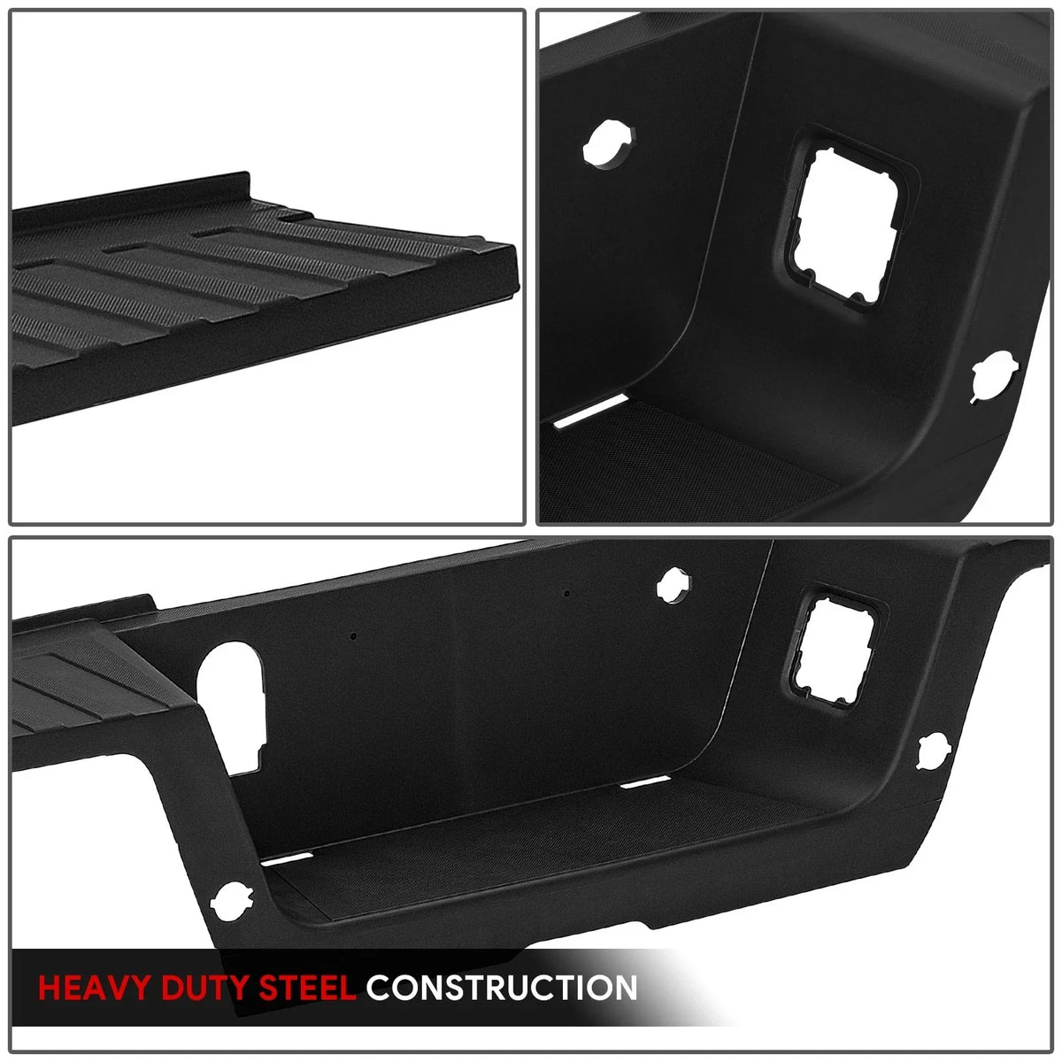 Rear Bumper Step Pad for Ford F-250 F-350 SD (2017–2022) w/ Sensor Holes Black