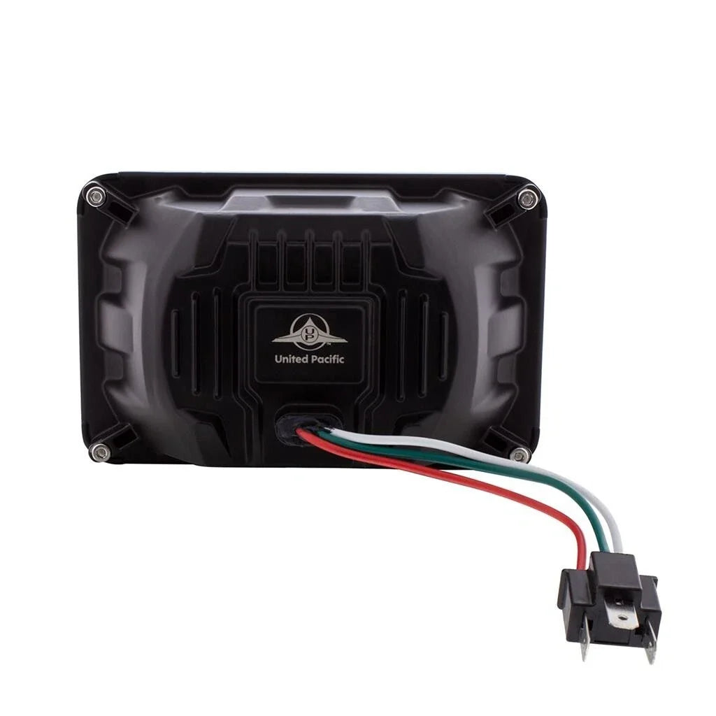 Heated LED Low Beam Headlights for ULTRALIT 4x6 Black Glass Lens Pair (—)