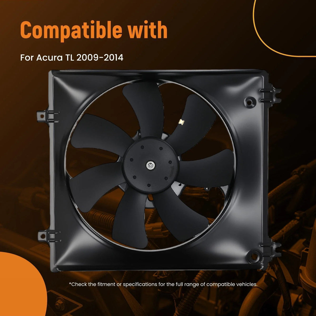 Electric A/C Condenser Radiator Cooling Fan for Acura TL (2009–2014) 38615RK1A01