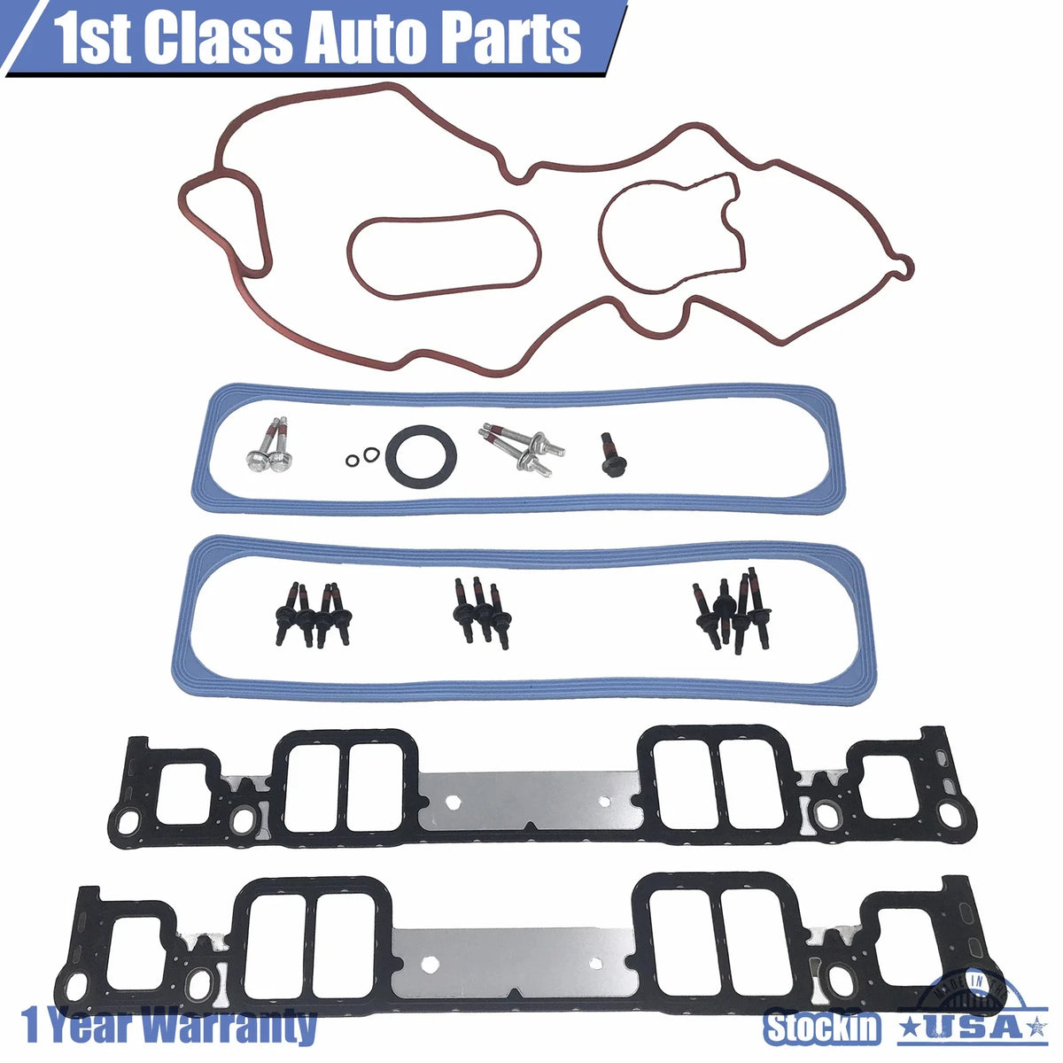 Upper & Lower Engine Intake Manifold Gasket Set for Workhorse Chevy (615-305)