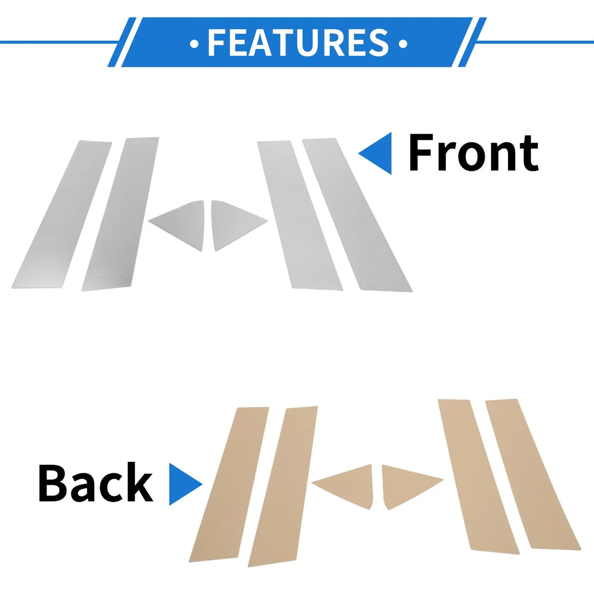 Set of 6 Door Pillar Window Trim for Dodge Charger (2006–2010) Silver Tone