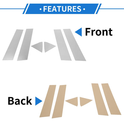 Set of 6 Door Pillar Window Trim for Dodge Charger (2006–2010) Silver Tone
