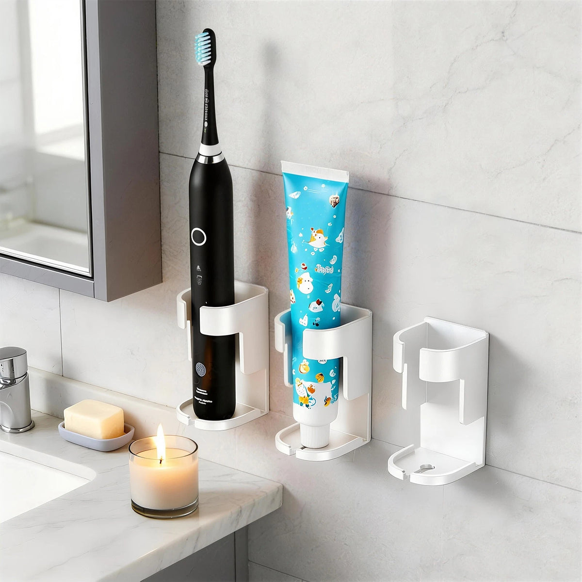 Electric Toothbrush Holder for Bathroom (Adhesive Organizer)
