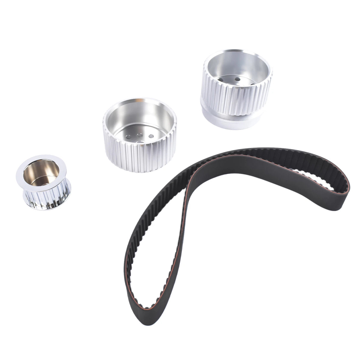 Billet Aluminum Belt Drive Pulley Kit for Small Block Chevy 283-400 (SBC 283-400 Long Water Pump)