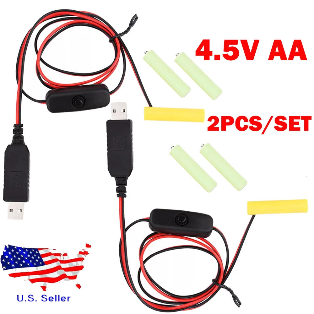 2X 4.5V AA Eliminator Cable Dummy-Battery Power Cord Replacement