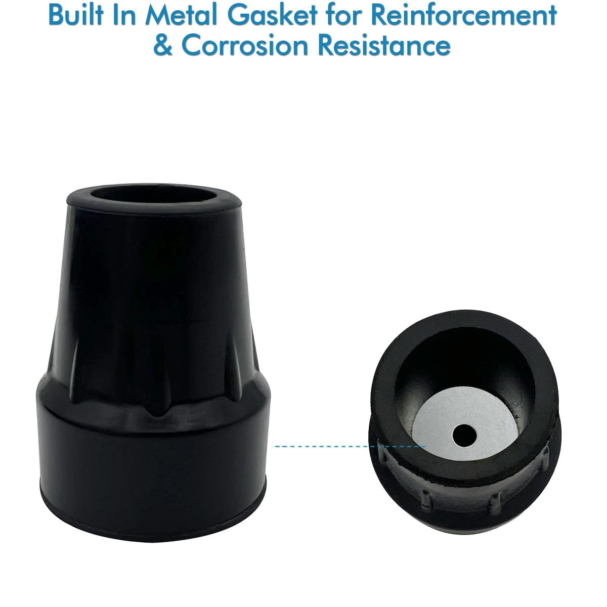 2X Replacement Cane Tips for (7/8 Inch, Black)
