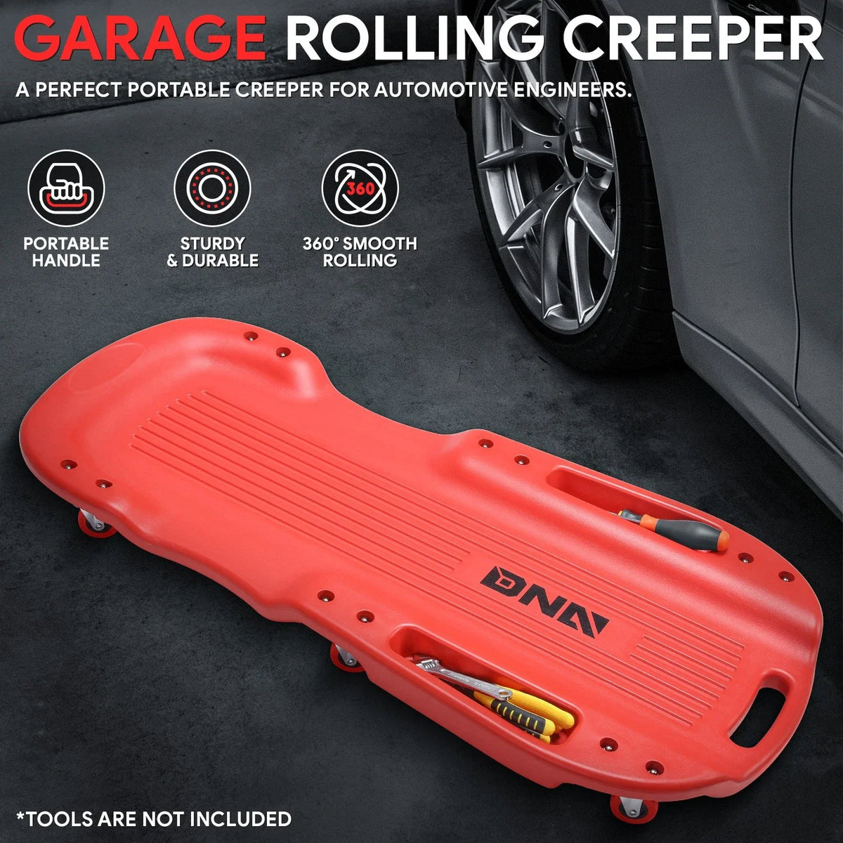 38'' Portable Red Repair Floor Creeper for Car SUV (Fits Most Models)