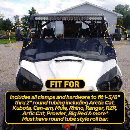 UTV Rear View Mirrors for Polaris Ranger 500 570 XP 900 1000 (2013–2023)