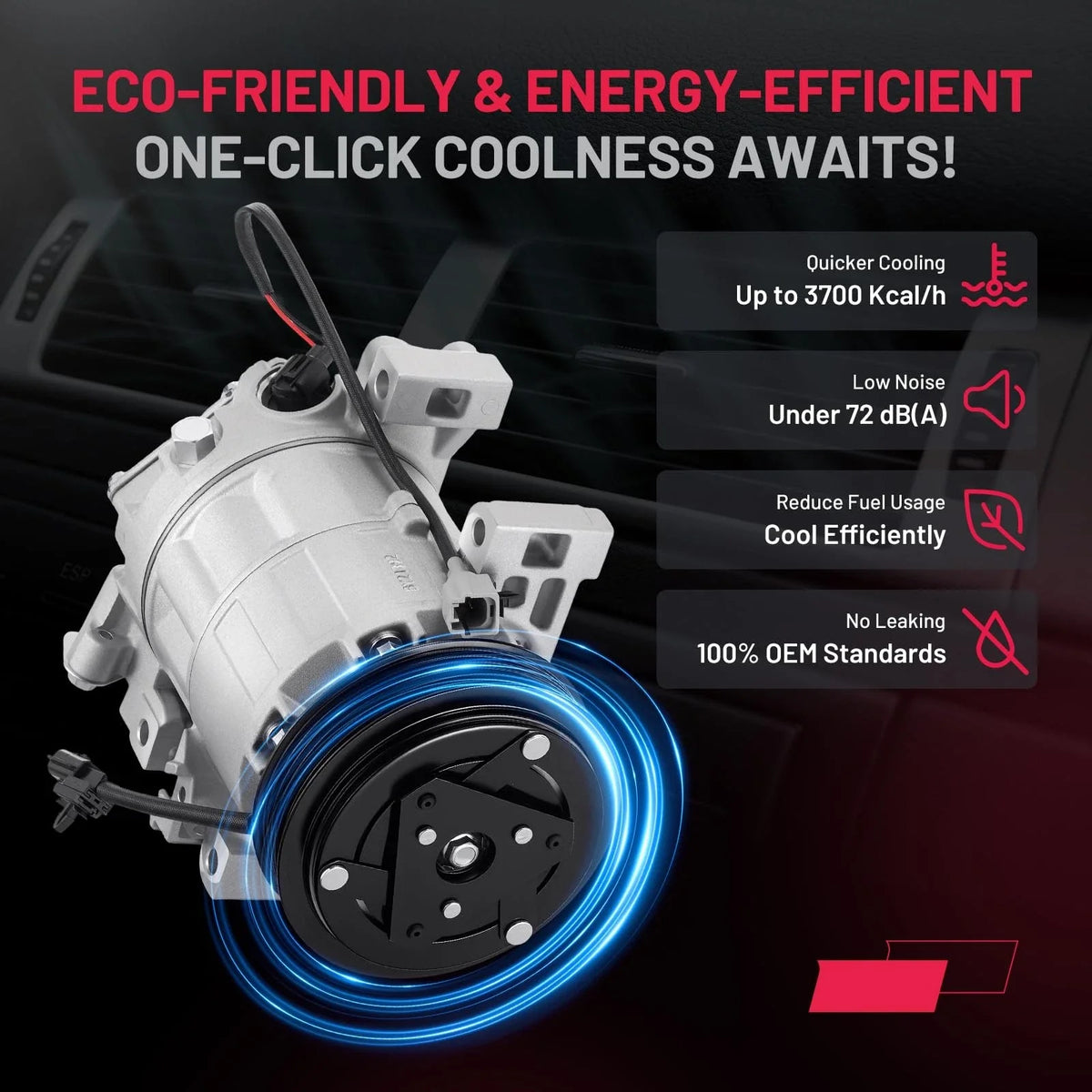 AC Compressor w/ Clutch for Nissan Altima (2007–2018), Rogue (2014–2020) L4 2.5L