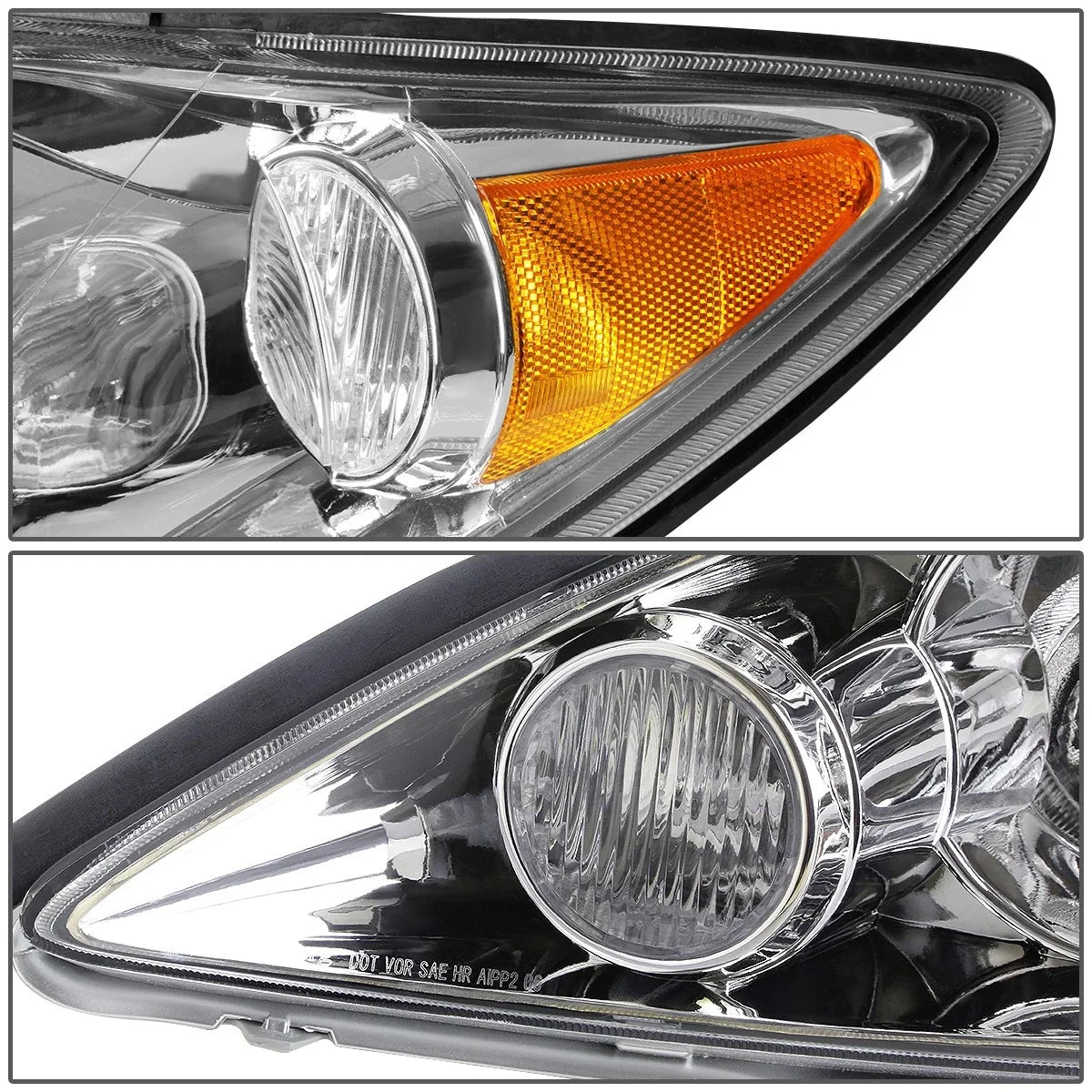 Set of 2 Chrome Housing Amber Corner Headlights for Toyota Camry (2005–2006)
