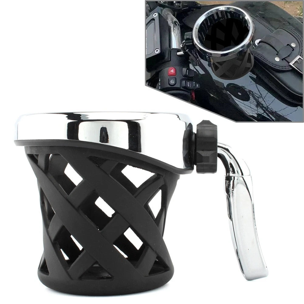 Chrome Motorcycle Handlebar Cup Holder Drink Basket Mount Universal