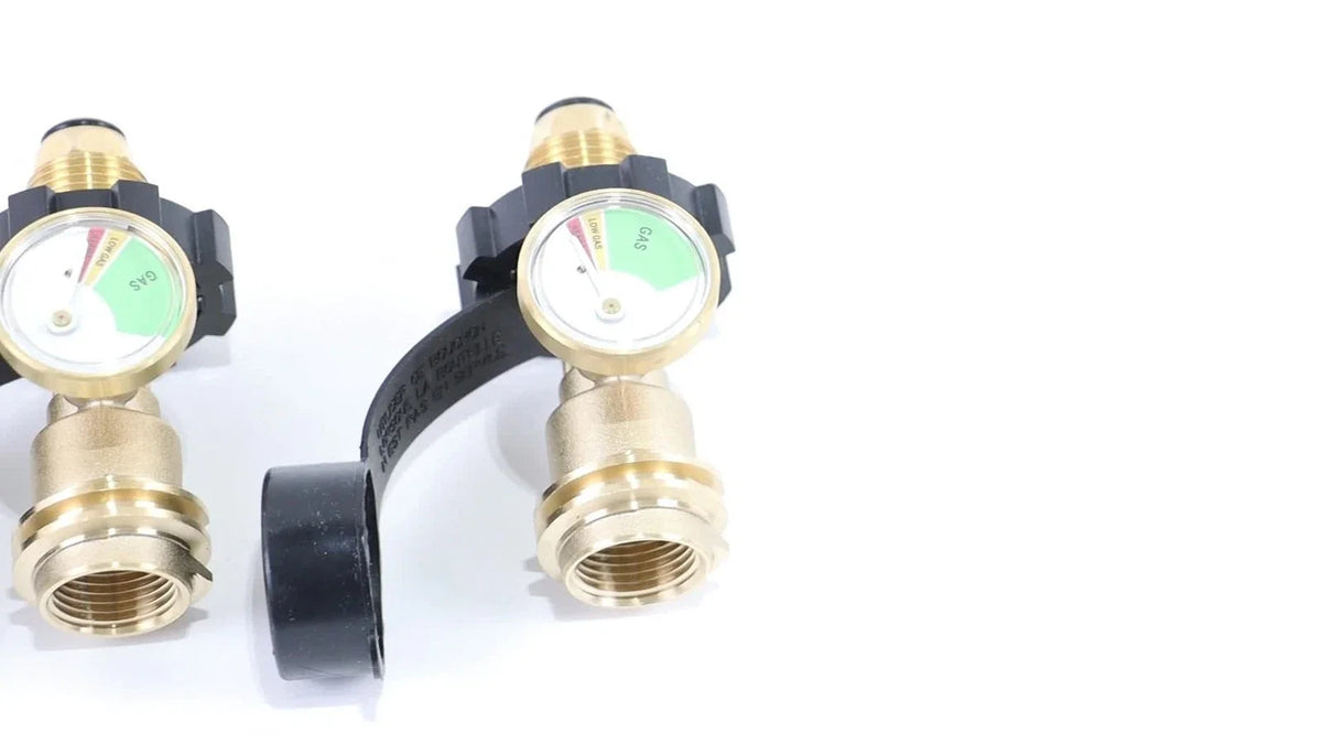 2X Propane Tank Adapter with Gauge for LP Tank Valve to QCC/Type1