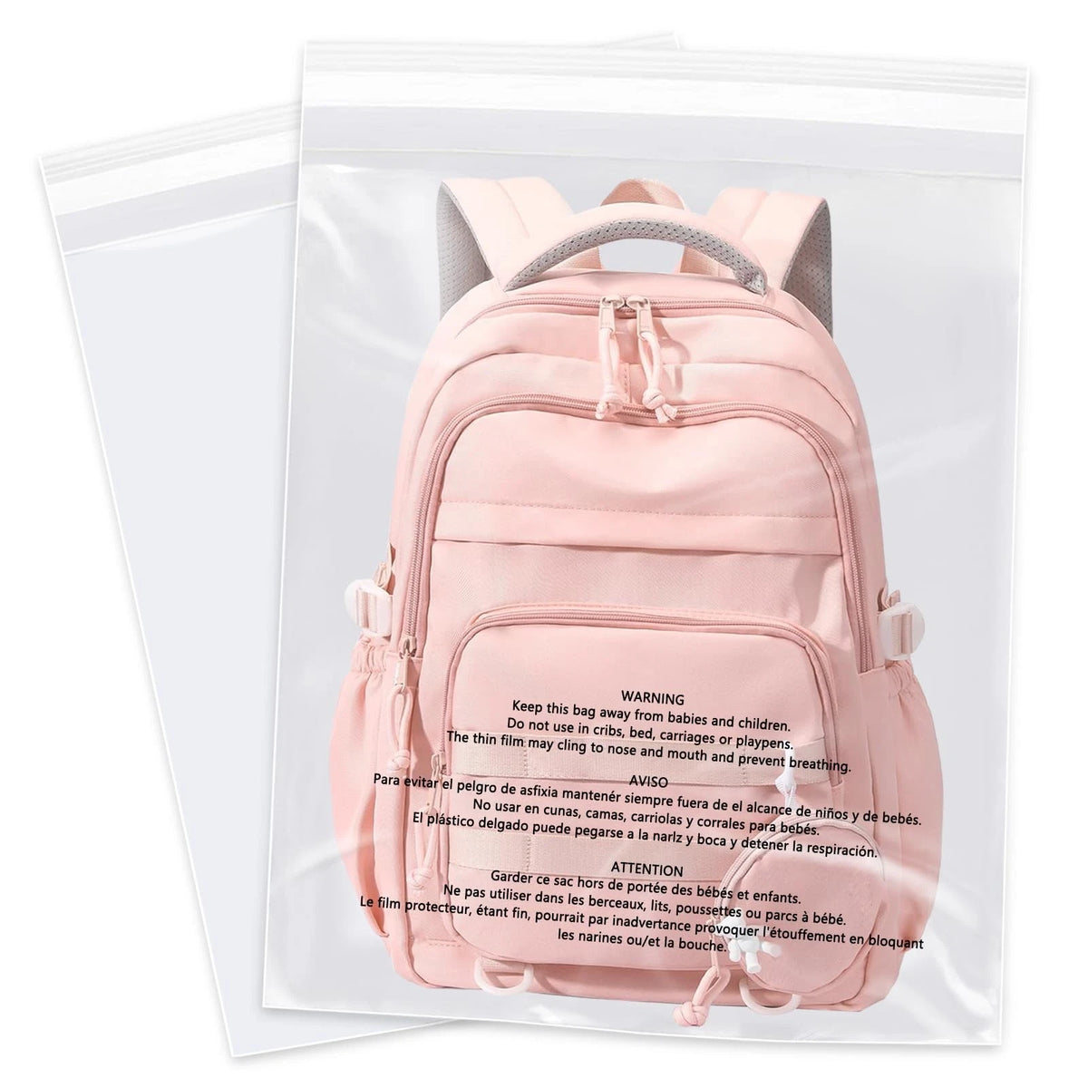 100 Clear Poly Bags 14" x 20" with Suffocation Warning Self Seal