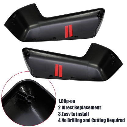 Pair Gloss Black Top Half Mirror Cap Cover for Chevy Silverado GMC Sierra 1500 (2019–2023)