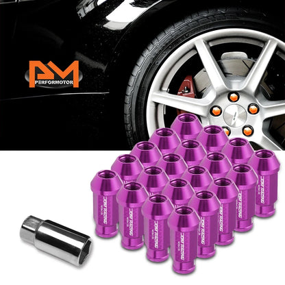20Pc M12X1.25 Purple JDM Open-End Acorn Hex Wheel Lug Nuts + Extension 25mmx50mm