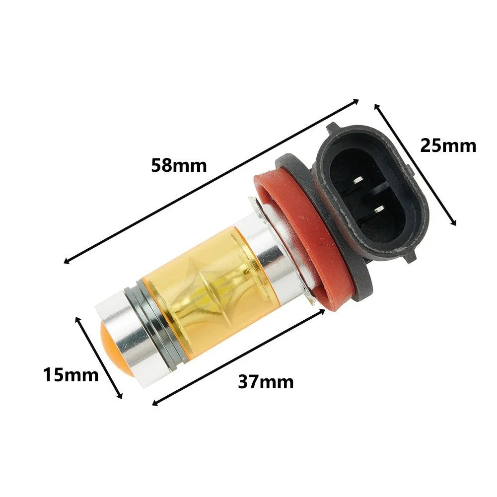 Set of 2 LED Tail Lamp Fog Light Bulbs H11 H8 100W for Driving Bright