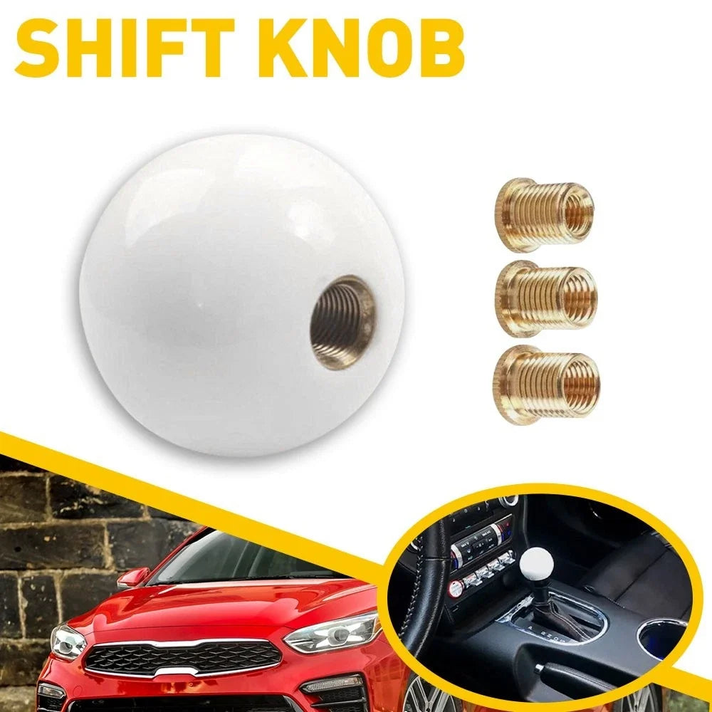Universal Round Glossy White Ball Shift Knob for Manual Shifter
