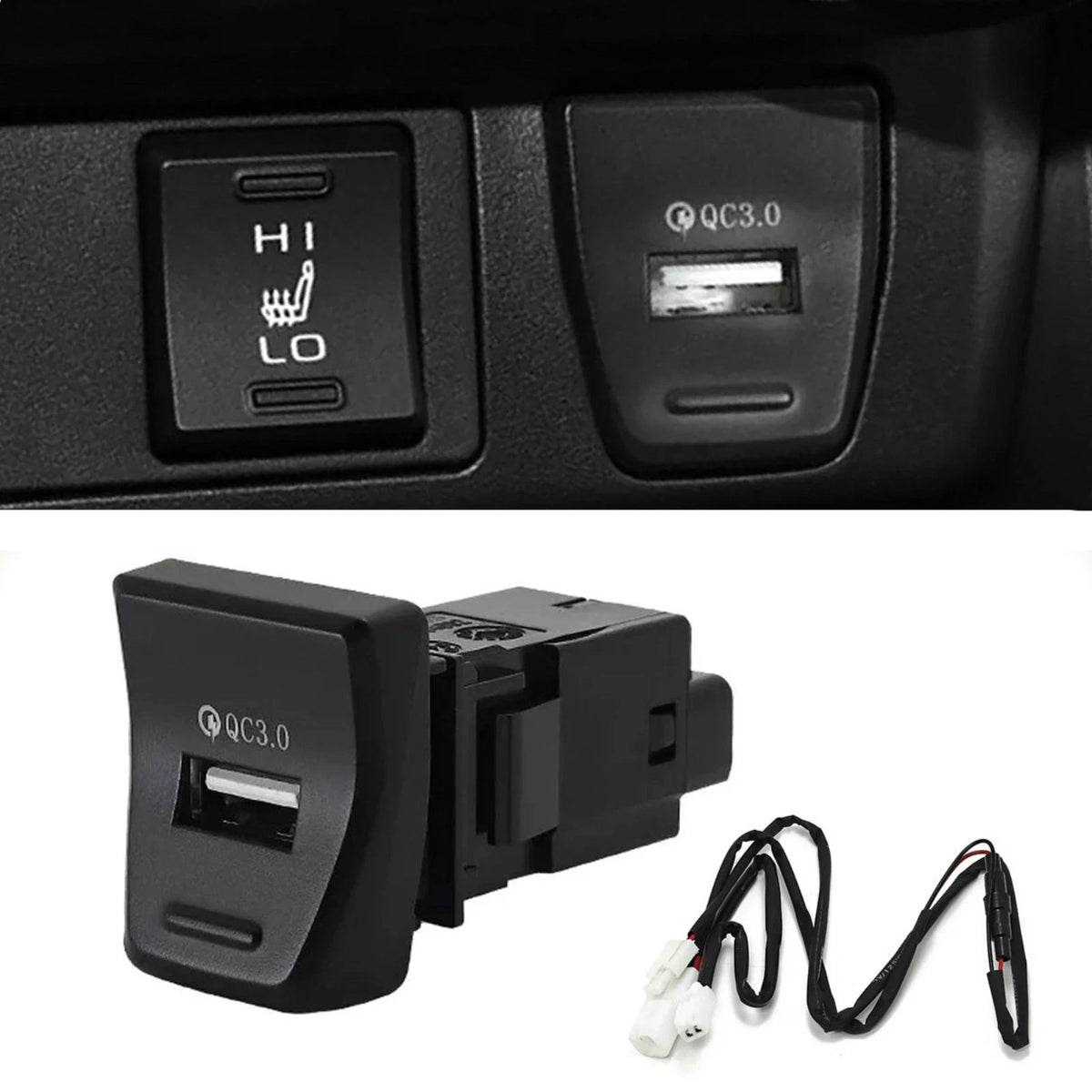 USB Adapter QC 3.0 Charger Hub LED for Toyota RAV4 (2020–2022)
