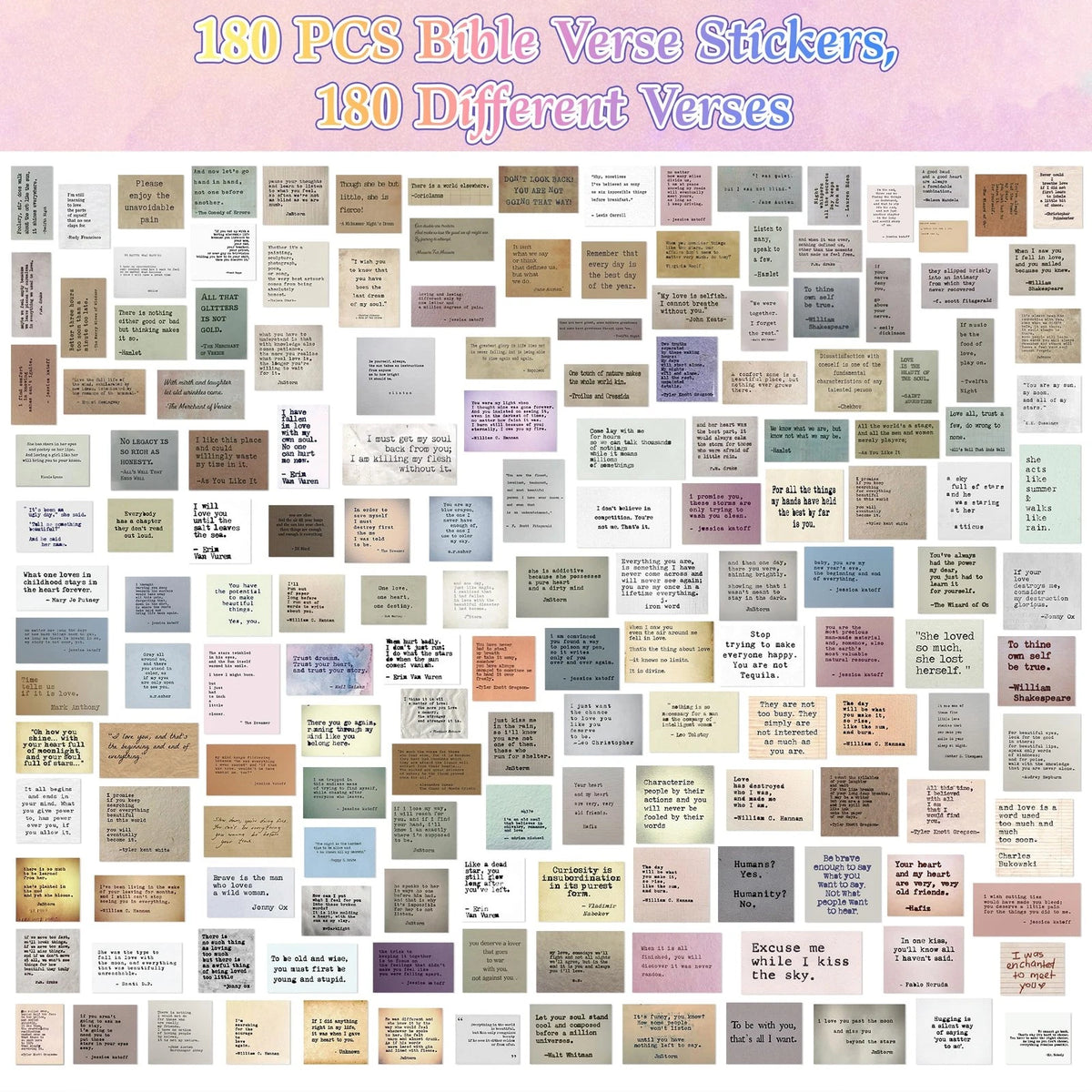 180PCS Bible Verse Stickers (1.77"–2.56")