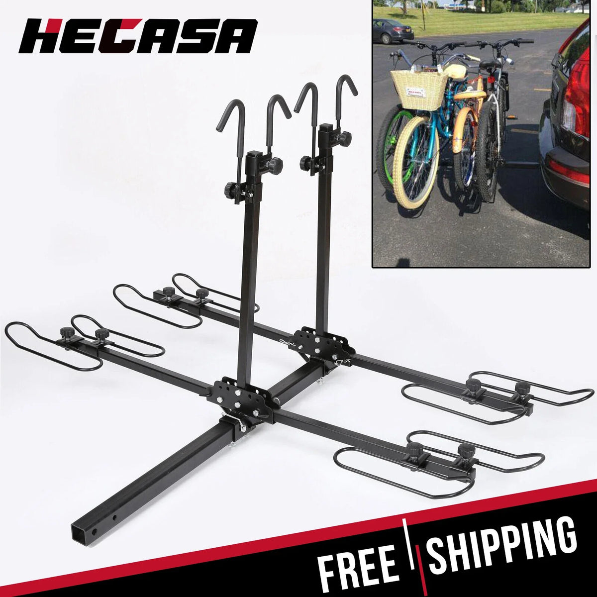 Hitch Mount 4-Bike Rack Carrier for Car SUV (240lbs Capacity)