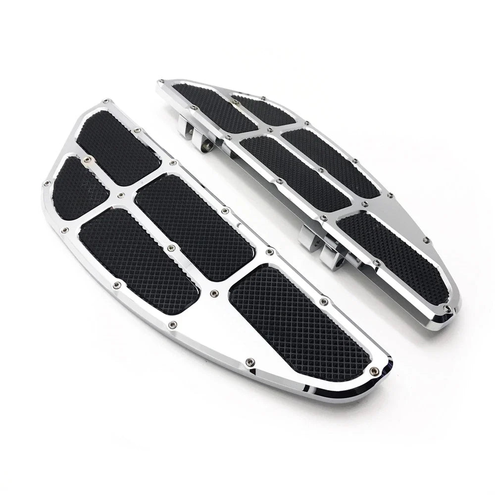 2X Aluminum Front Driver Stretched Floorboard Foot Rest for Harley Touring (1986–2016)