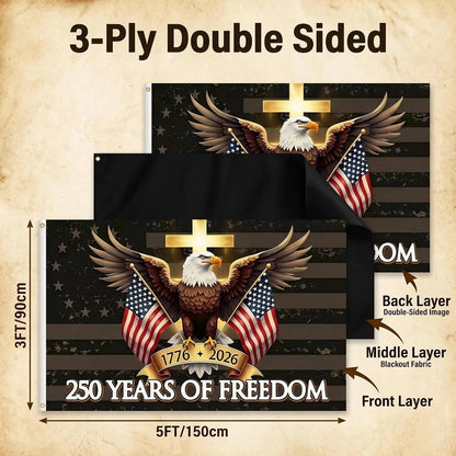 3x5 Ft Double Sided USA Flag - 250 Years of Freedom