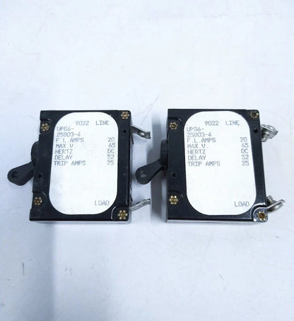 2X Airpax UPG6-25803-4 Circuit Breaker Switch 20 Amp for Automotive
