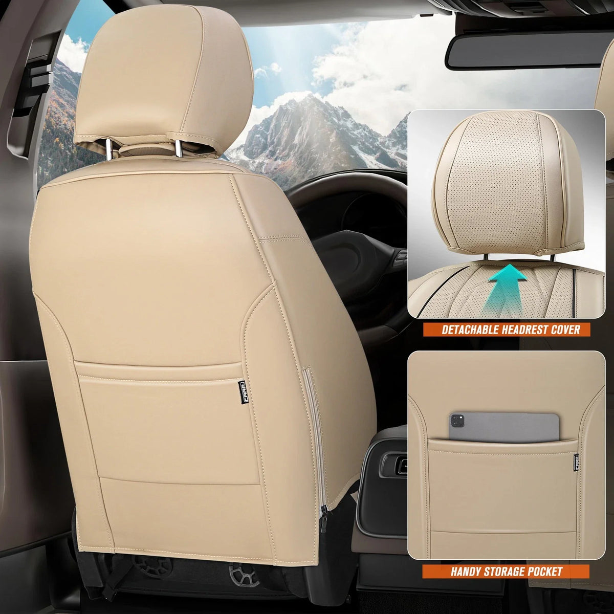 1st Front Row Bucket Seat Cover for Universal Fit - Beige