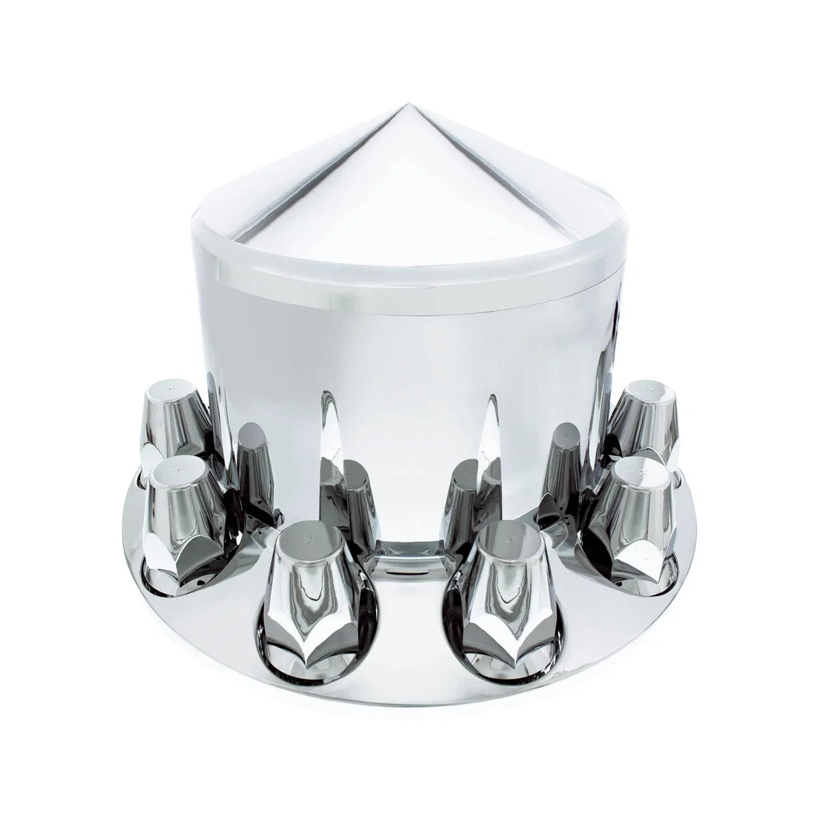 Chrome Semi Truck Front Rear Axle Covers with Hubcaps and Lug Nuts for 33mm