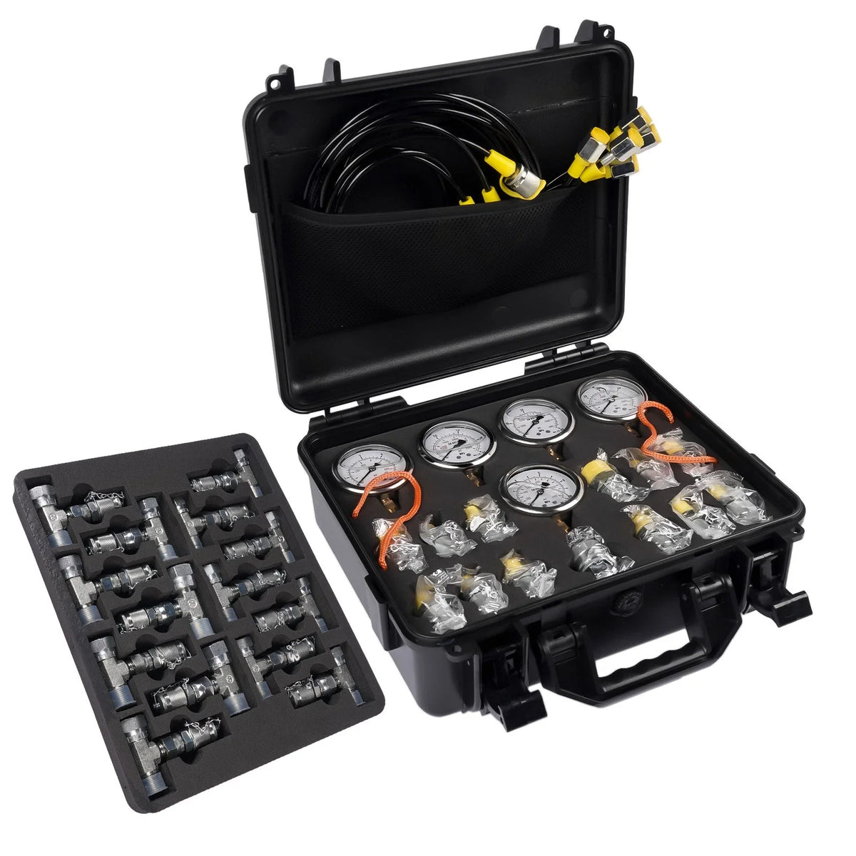 Hydraulic Pressure Test Kit for Automotive (5 Gauges, 5 Hoses, 13 Couplings, 14 Tee Connectors)