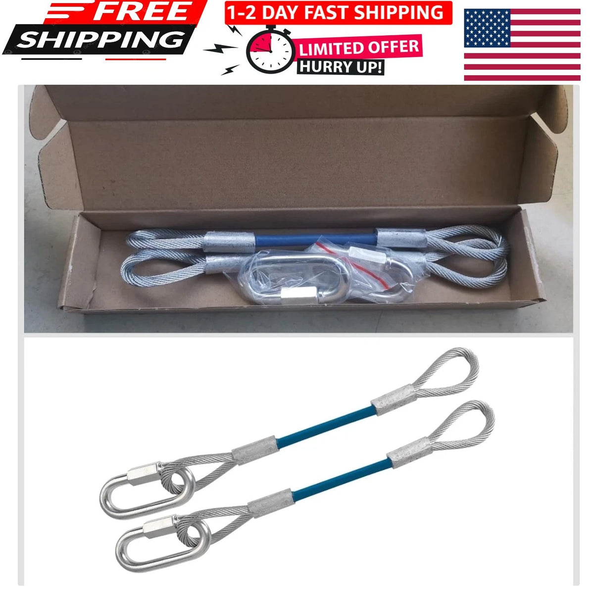 12 Inch Trailer Safety Cables for Towing (12000 lbs Load Capacity)