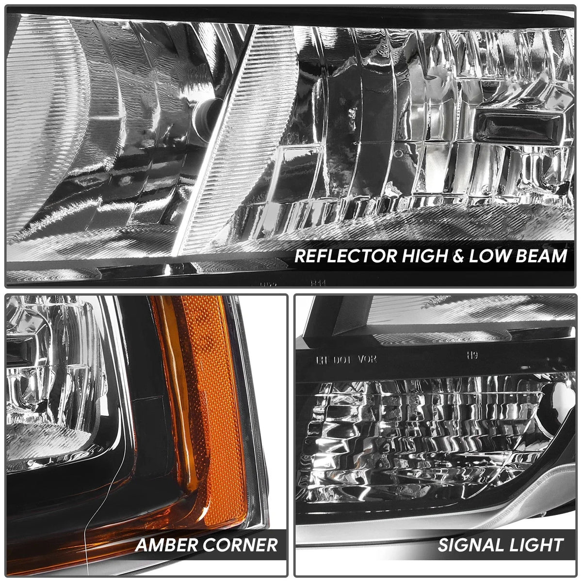 Headlights Pair for Ford Expedition (2015–2017) OE Style Black Housing Clear Lens